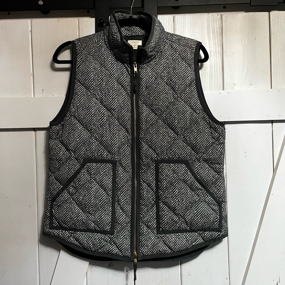 J. Crew Gray and White Patterned Vest